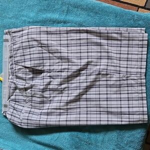 ADIDAS Grey Geometric Plaid Bermuda Short Mens 38 EUC